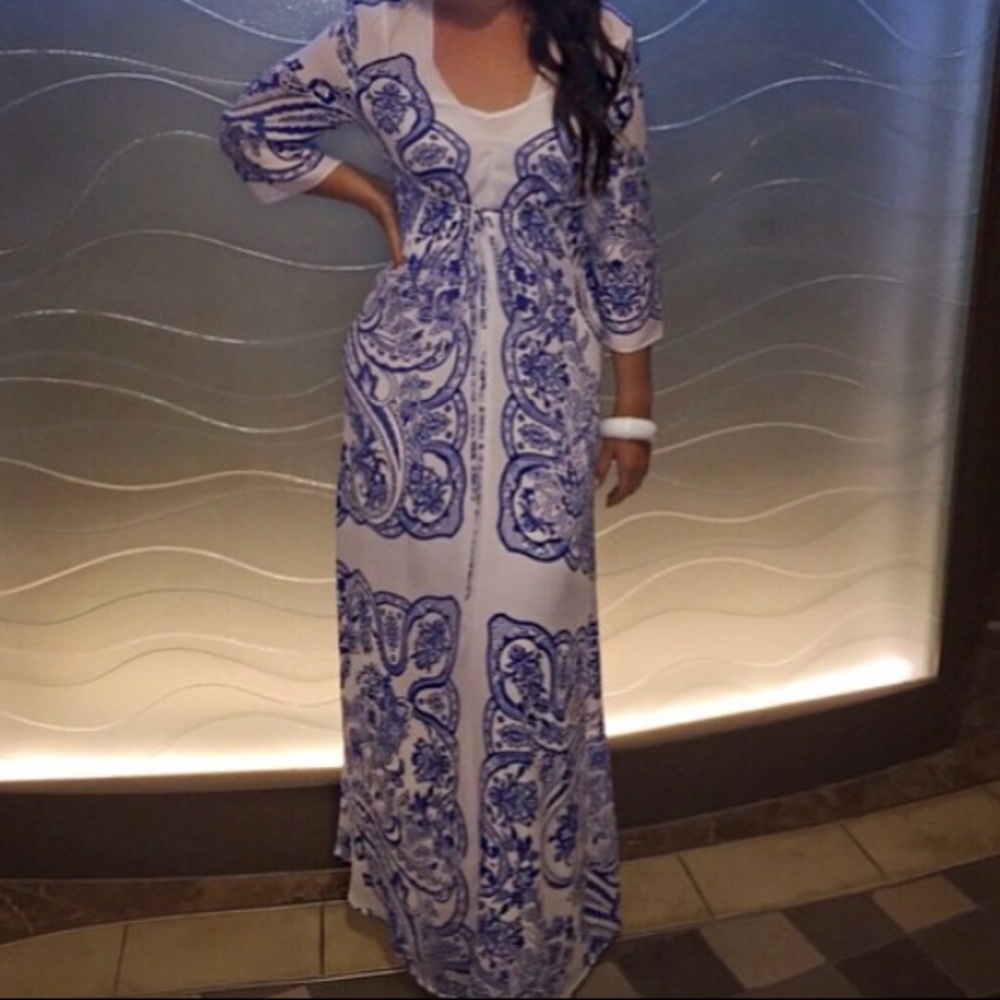 White and Blue maxi dress